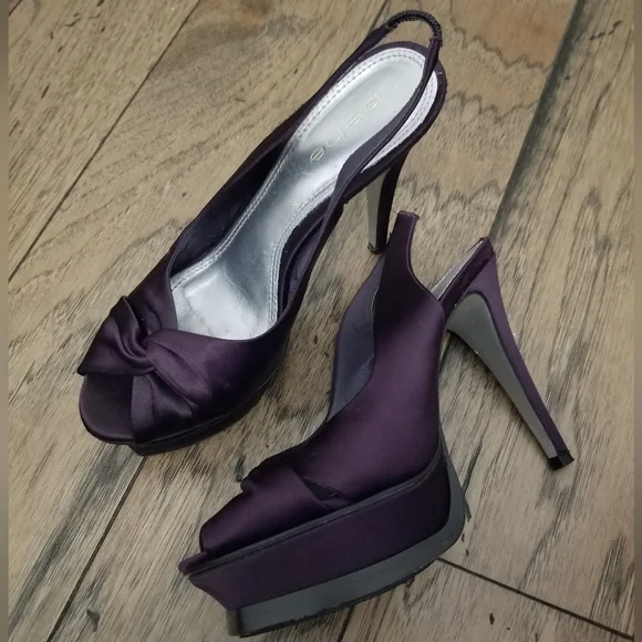 Bebe Zahara Purple Satin Heels Size 7 - Picture 3 of 15